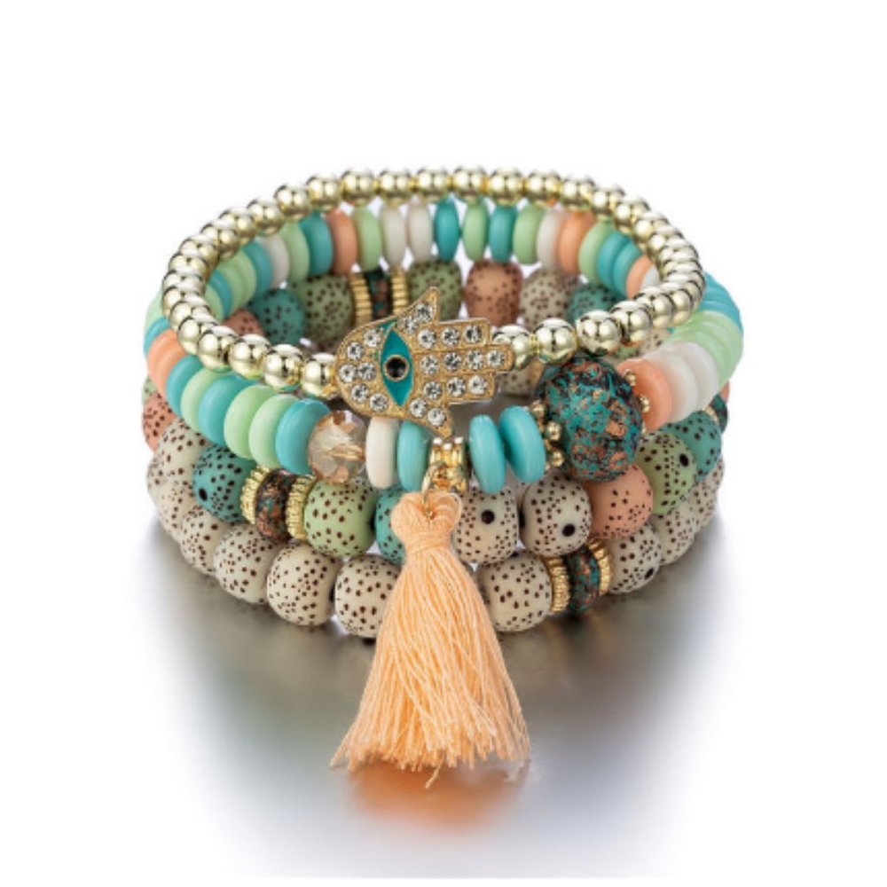 🍏50% OFF/3+...4-piece Set of Bohemian Style Evil Eye Charm Bracelets